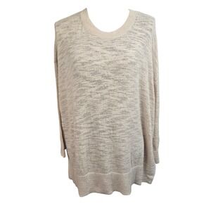 Lou & Grey Loft Womens XL Beige Marled Knit Sweater Cotton Nylon Relaxed Fit NWT